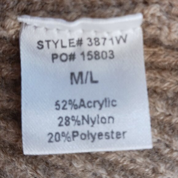 NWT Classic Tan Turtleneck Cape, Poncho Sweater W/ Armholes by PINCH, Size M/L - Picture 15 of 16